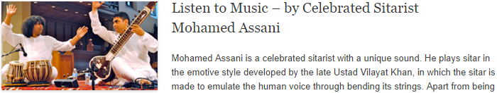 Listen to Music – by Celebrated Sitarist Mohamed Assani