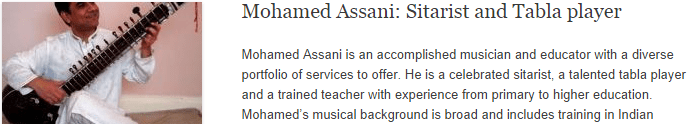 Mohamed Assani: Sitarist and Tabla player
