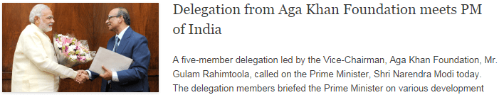 Delegation from Aga Khan Foundation meets PM of India