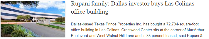 Rupani family: Dallas investor buys Las Colinas office building
