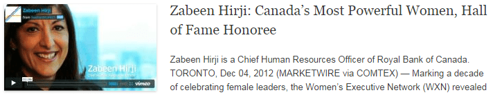 Zabeen Hirji: Canada’s Most Powerful Women, Hall of Fame Honoree