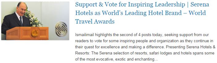 Support n Vote for Inspiring Leadership - Serena Hotels as World’s Leading Hotel Brand – World Travel Awards