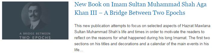 New Book on Imam Sultan Muhammad Shah Aga Khan III – A Bridge Between Two Epochs