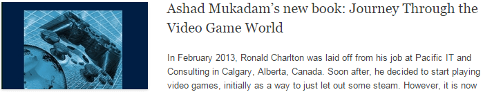 Ashad Mukadam’s new book: Journey Through the Video Game World Ashad Mukadam’s new book: Journey Through the Video Game World
