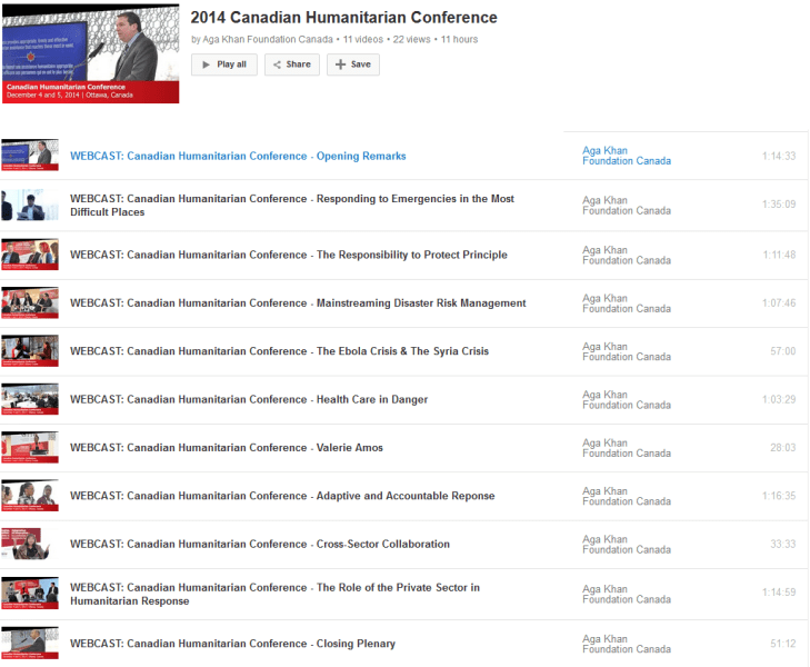 Canadian Humanitarian Conference Webcasts