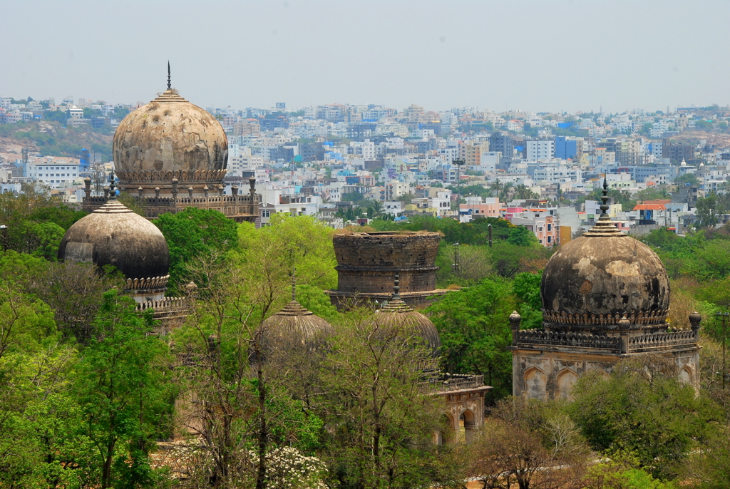 From Ismailimail Archives: Hyderabad, 10/01/13. The Quli Qutb Shah Archaeological Park includes 70 structures, encompassing 40 mausoleums, 23 mosques, five step-wells/water structures, a hamam (mortuary bath), pavilions, garden structures and enclosure walls built during the reign of the Qutb Shahi Dynasty that ruled the Hyderabad region for 170 years in the 16th and 17th centuries. - Photo: AKTC/India