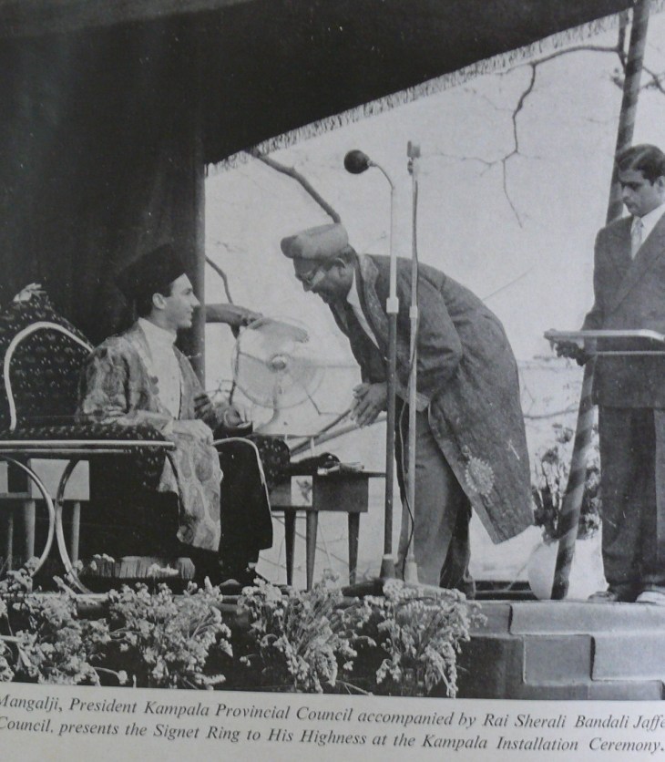 Takht Nashini Kampala Aga Khan IV and Sherali Bandali Jaffer and Hassanali Lalji Mangalji (Image Ismaili.net)