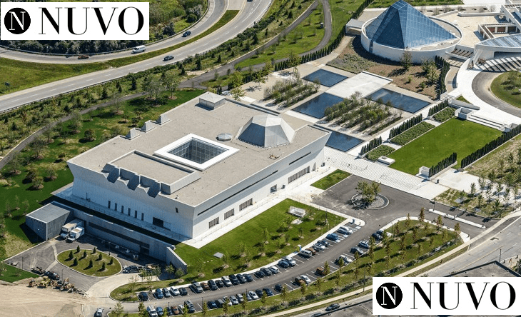 An aerial photograph of the Aga Khan Museum. Photo by Kalloon Photography, ©The Aga Khan Museum.