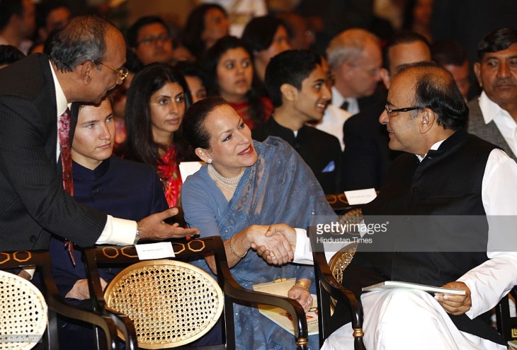 Princess Zahra Aga Khan, eldest daughter Aga Khan shakes hand with Union Finance minister Arun Jaitley