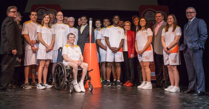 TO2015 and its relay partners announced the first 10 torchbearers, and unveiled the torch and torchbearer uniform. (CNW Group/Toronto 2015 Pan/Parapan American Games)