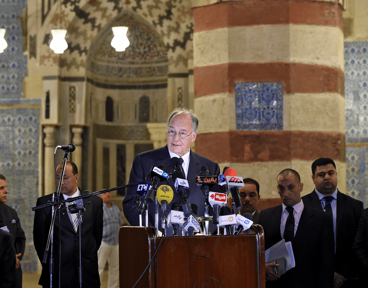 His Highness the Aga Khan speaking at the inauguration of the restoration of the "Blue Mosque" in Cairo, 2 May 2015. ( Photo: AKTC/Gary Otte via AKDN)