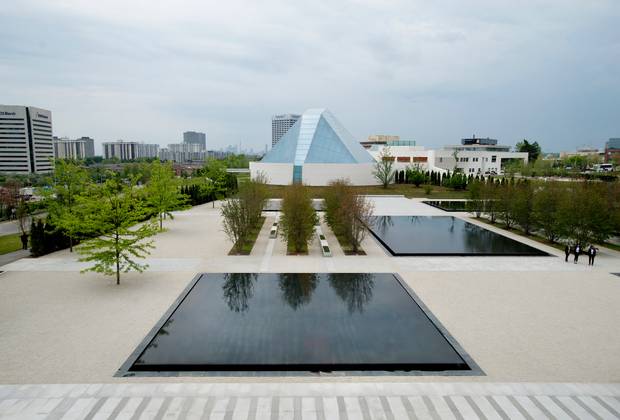 A view of the Aga Khan Park in front of the Ismaili Centre in Toronto. (Darren Calabrese for The Globe and Mail)