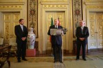 His Highness the Aga Khan making remarks following the signing of the historic agreement as Mr Rui Machete, Portugal¹s Minister of State and Foreign Affairs looks on. - Photo: AKDN/Natacha Cardoso