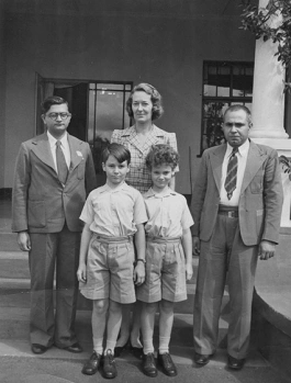 Kassamali Jamal left and Hassanali Babu Kurji Kanji with the Noorani Family