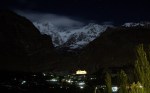 A night view of the Hunza Valley. The Ultar Peak in the Karakoram mountain range in Pakistan is also seen over the Baltit Fort in Hunza on June 27. (Image credit: Mian Khursheed For The Washington Post)