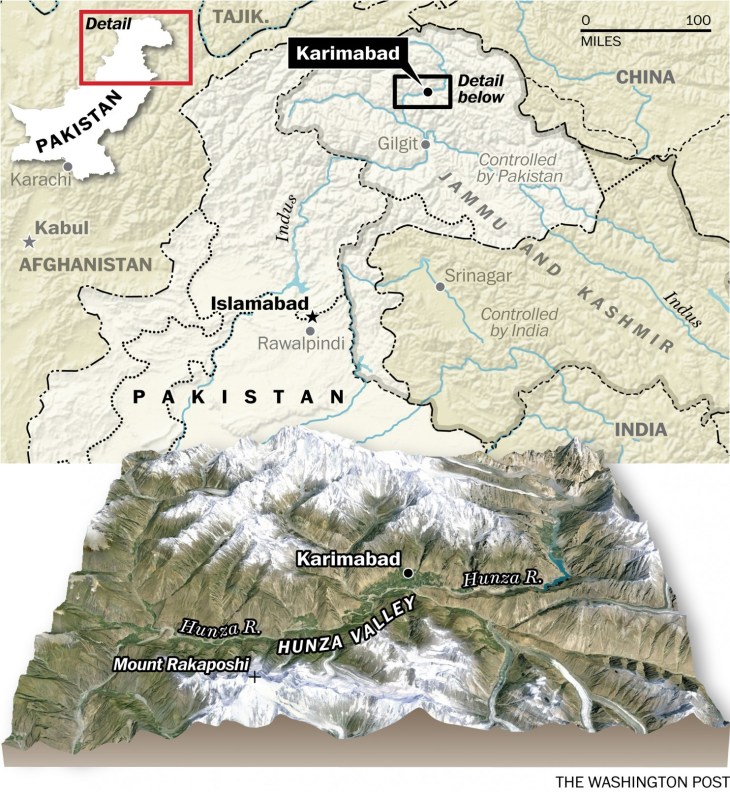 Map of Hunza, Pakistan (Image credit: Washington Post)