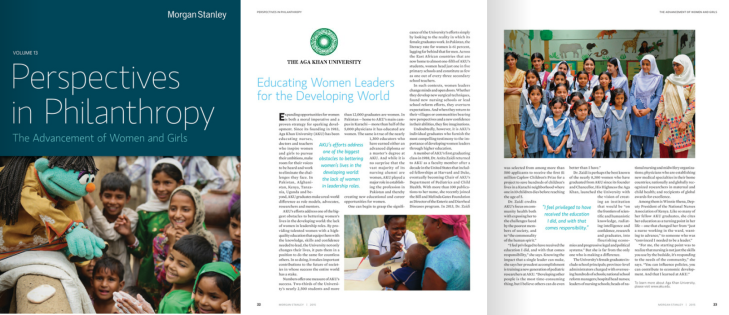 Morgan Stanley Wealth Management Launches Perspectives in Philanthropy and Cites Aga Khan University as an Innovator in The Advancement of Women and Girls