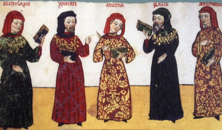 An illustration in a 15th-century manuscript by Giovanni Cadamostoda depicting the most influential scholars known to Europe at that time. (Image: the Ismailis, An Illustarted History)