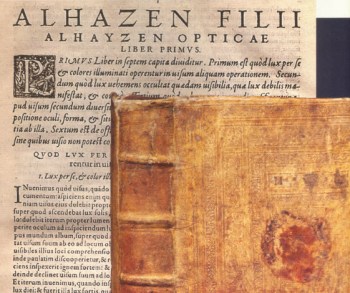 Opening page and cover detail from the 1579 Latin edition of Ibn al-Haytham's Book of Optics.( Image: The Ismailis: An Illustrated History)