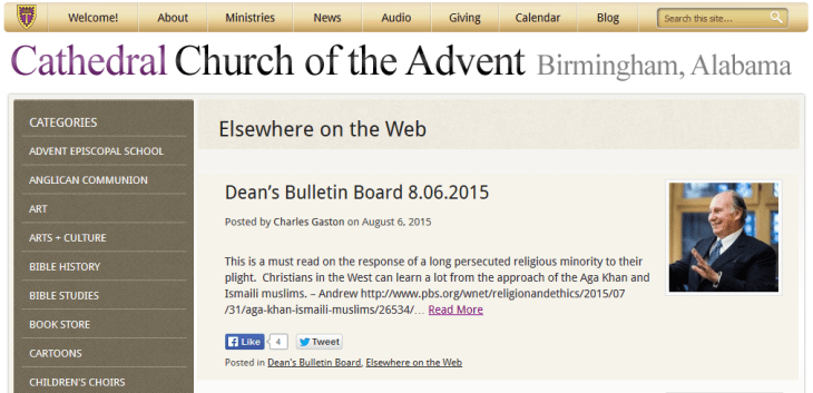 Christians in the West can learn a lot from the approach of the Aga Khan | Dean's Bulletin Board - Cathedral Church of the Advent
