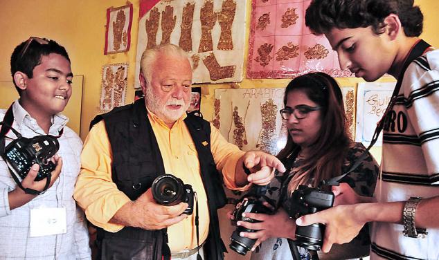 Fredric Robert with his students. (Photo: G. Ramakrishna via The Hindu)