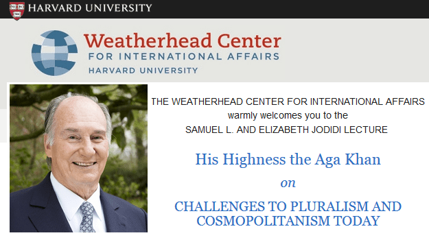 His Highness the Aga Khan to deliver Samuel L. and Elizabeth Jodidi Lecture at Weatherhead Center for International Affairs – Harvard University