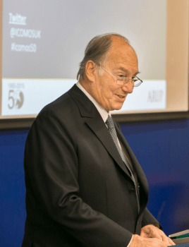  His Highness the Aga Khan delivers his Keynote Address at the ICOMOS 50th Anniversary conference in London. (Photo: AKDN / Anya Campbell)