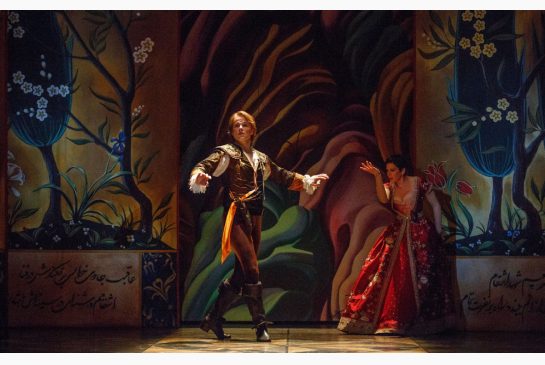 Colin Ainsworth and Peggy Kriha Dye in Opera Atelier's 2012 production of Armide. They reprise their roles as a Muslim warrior princess and a Christian knight in the 2015 production. (Image credit: Bruce Zinger via Toronto Star)