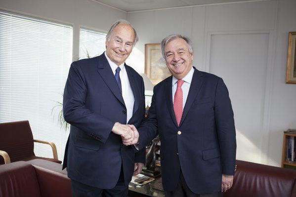 His Highness the Aga Khan, visited UNHCR headquarters today to meet UN High Commissioner for Refugees António Guterres and discuss past and future cooperation in emergency operations around the world. (image credit: The Ismaili)