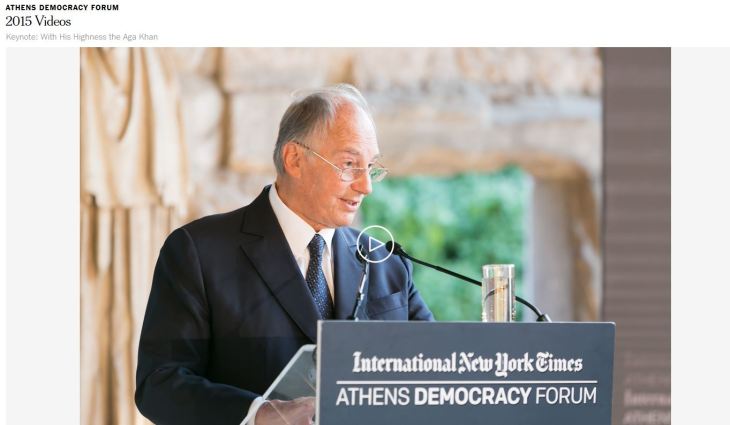 Athens Democracy Forum: Keynote Speech with His Highness Prince Karim Aga Khan