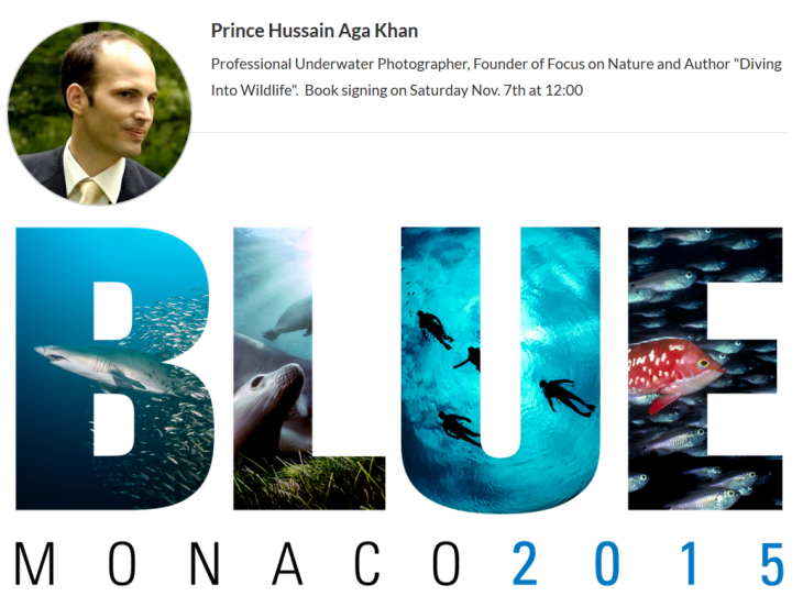 Prince Hussain Aga Khan personalize your copy of his book Diving into Wildlife- Oceanographic Museum - Monaco-PH Photo