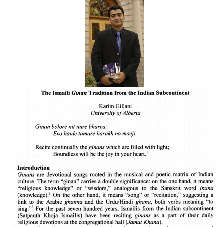 Karim Gillani: The Ismaili Ginan Tradition from the Indian Subcontinent