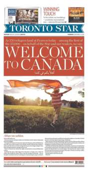 Toronto Star's Front Page Welcoming Syrian in Arabic.