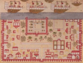 Painting from India by Anis al-Hujjaj (1677-1680) shows departures from the port of Surat, Gujarat. (Image: The Ismailis: An Illustrated History)