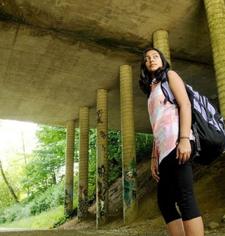 Yasmin Rajwani, student representative on Community Policing Advisory Committee speaks on trail safety concerns