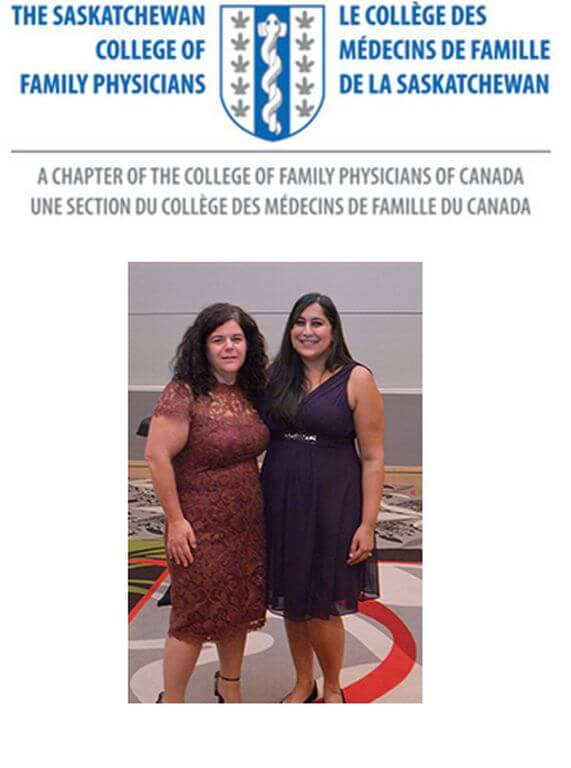 Dr Malyha Alibhai receives award from the Saskatchewan College of Family Physicians