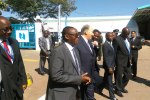 His Highness The Aga Khan has arrived at the printing plant, Mombasa Road. With him is NMG board chairman Wilfred Kiboro. PHOTO | JOHN NGIRACHU