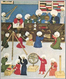 A 16th-century depiction of astronomers at the Galata observatory in Istanbul.Image: Istanbul University Library