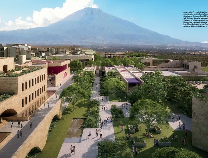Architect's rendering: Aga Khan University Arusha - Mount Meru in Background