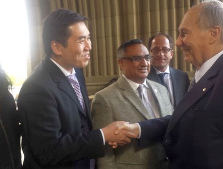 Shaun Chen and other Members of Parliament welcome His Highness the Aga Khan