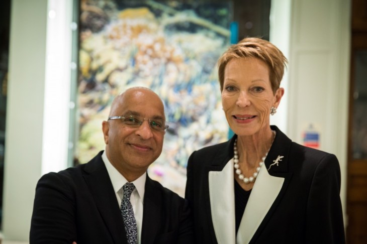 Lord Rumi Verjee with Begum Salimah, mother of Prince Hussain Aga Khan. (Image Credit: The Rumi Foundation)