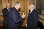 Lisbon, Portugal, 12 May 2016: His Highness Prince Karim Aga Khan speaking with former Foreign Affairs Minister Luis Amado as the current Minister of Foreign Affairs, Augusto Santos Silva, looks on. (Image credit: AKDN / Luis Filipe Catarino)