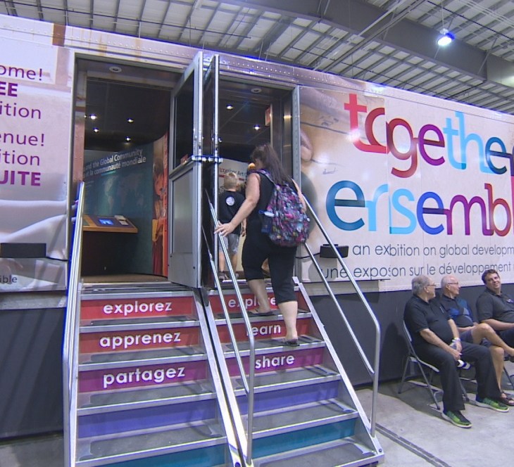 Aga Khan Foundation's Bus exhibit raising awareness on global issues rolls into Regina - Saskatoon - CBC News