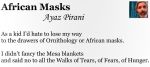 Published Poetry by Ayaz Pirani: African Masks