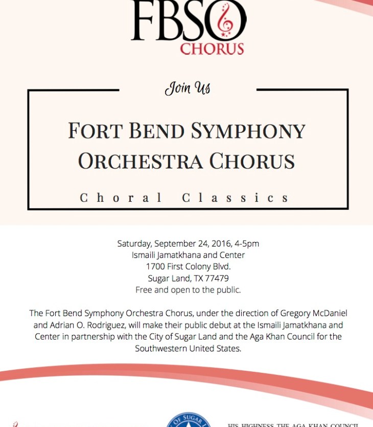 The Aga Khan Council for the Southwestern United States in partnership with the City of Sugar Land and the Fort Bend Symphony Orchestra