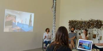 Zainub Verjee speaking at Critics Forum, Toronto: 3 critics and 3 exhibtions