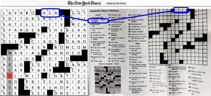 Brand Recognition: Aga Khan University in New York Times Crossword Puzzle - FRIDAY, DECEMBER 2, 2016