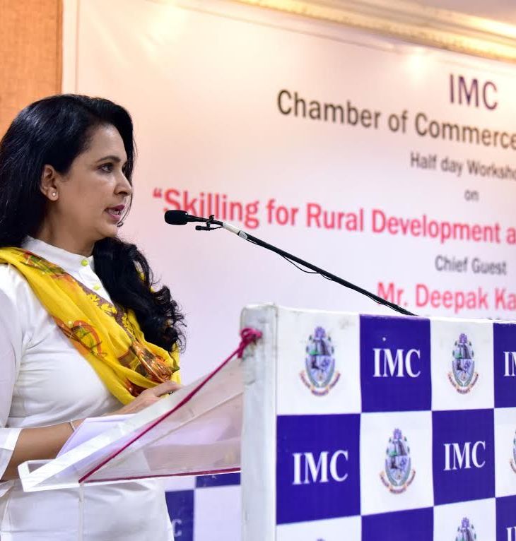 Dr. Farida Virani speaks at Indian Merchant’s Chamber's Seminar: Skilling for Rural Development and Creating Livelihood