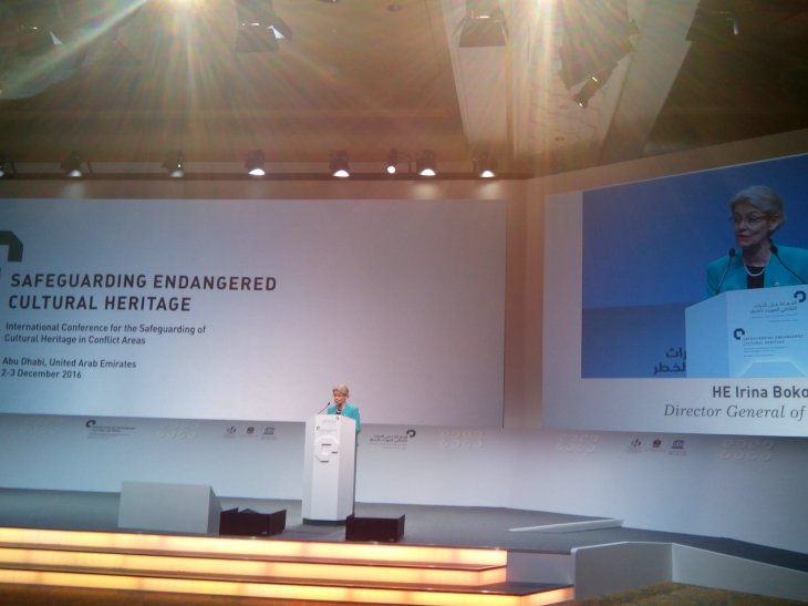 UNESCO Director-General, Irina Bokova, delivered concluding remarks at the International Conference for the Protection of Cultural Heritage in Conflict Areas (Image credit: Irina Bokova? UNESCO)