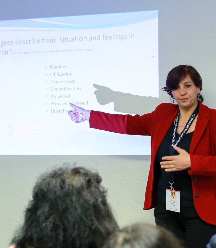 Syrian Ismaili refugee Halah Al-Hayik presents workshops on "Integration and Identity" at Sharehaus Refugio and Goethe Institut, Berlin